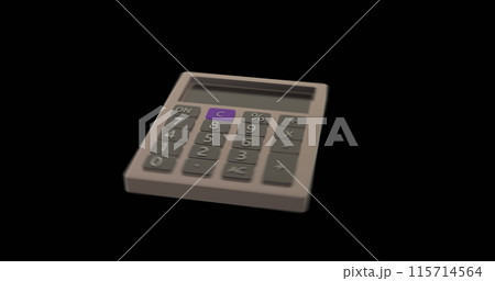 Image of calculator moving on black background 115714564