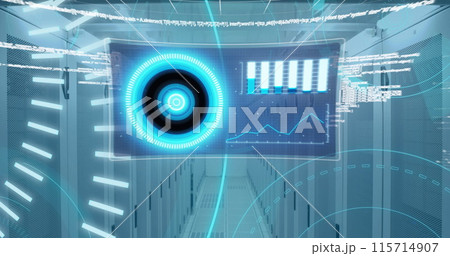 Image of data processing over screen and computer servers 115714907