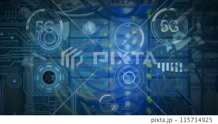 Image of data processing and 5g text over cables of computer server 115714925