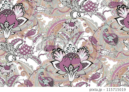 Paisley. Seamless pattern. Bright colors. Suitable for fabric, wrapping paper and the like 115715019