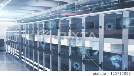 Image of data processing over server room 115715098