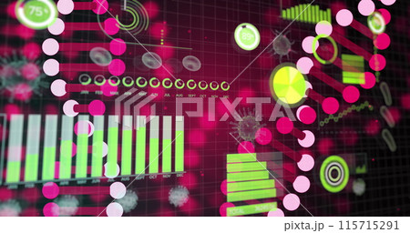 Image of molecules over colourful columns Image of molecules over colourful columns 115715291