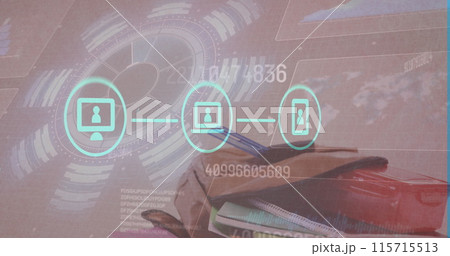 Image of data processing over school bag Image of data processing over school bag 115715513