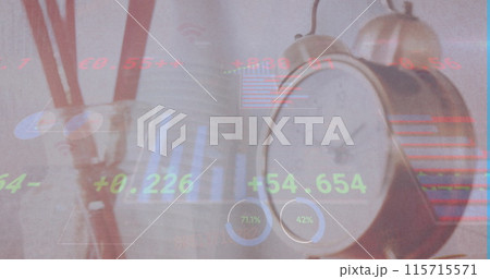 Image of data processing over clock 115715571