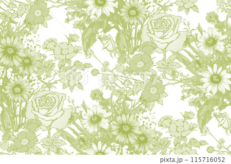 Seamless abstract floral pattern. In style Toile de Jou. Suitable for fabric, mural, wrapping paper and the like 115716052