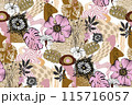Abstract floral seamless pattern in 60s style. Suitable for fabric, wrapping paper and the like 115716057