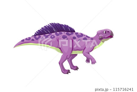 Cartoon psittacosaurus dinosaur character. Cute jurassic dino animal vector personage with beak. Prehistoric jungle forest herbivore lizard dinosaur, extinct asian dino reptile animal character 115716241