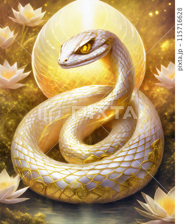 金の卵を抱く蛇,Generative AI AI画像のイラスト素材 [115716628] - PIXTA