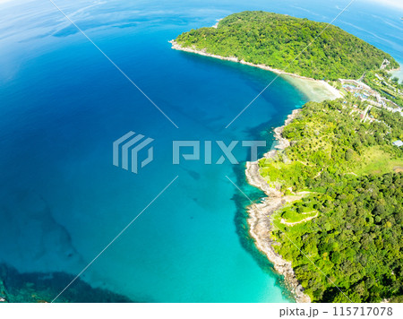 Aerial view Top down seashore background,Waves crashing on rock cliff, Beautiful dark sea surface in sunny day summer background, Amazing seascape top view seacoast at Phuket beach Thailand Aerial view Top down seashore background,Waves crashing on rock cliff, Beautiful dark sea surface in sunny day summer background, Amazing seascape top view seacoast at Phuket beach Thailand 115717078