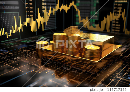 Generative ai on theme of beautiful gold growth chart for design natural abstract background 115717333