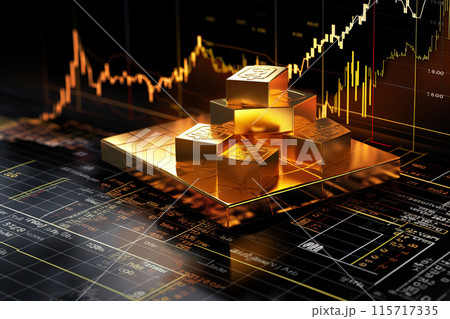 Generative ai on theme of beautiful gold growth chart for design natural abstract background 115717335