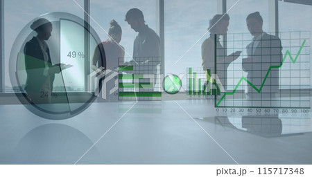 Image of statistics processing over business people Image of statistics processing over business people 115717348