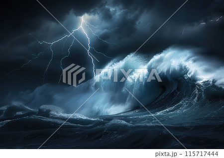 Generative ai on theme of a dramatic dark storm clouds before rain creating spectacular landscape Generative ai on theme of a dramatic dark storm clouds before rain creating spectacular landscape 115717444