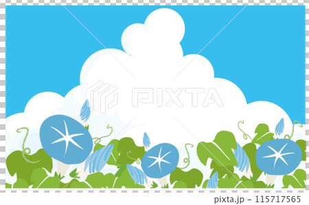 雷雨雲和淺藍色牽牛花花背景插畫素材 雷雨雲和淺藍色牽牛花花背景插畫素材 115717565