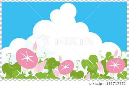 雷雨雲與粉紅牽牛花花背景插畫素材 115717572