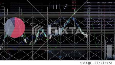 Image of scaffolding, financial data processing and statistics 115717578