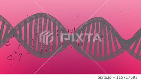 Image of scientific data processing and dna strand spinning Image of scientific data processing and dna strand spinning 115717693