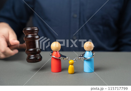 Court case for divorce and child custody. Family problems. Conflict resolution. 115717799