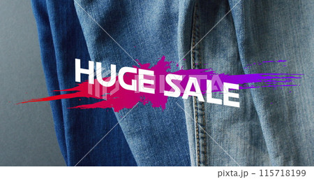 Image of huge sale text over denim trousers...のイラスト素材 [115718199] - PIXTA