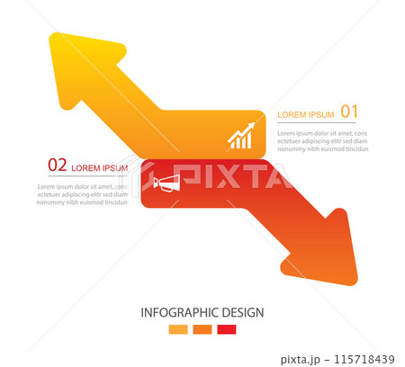 2 data infographics arrow up and down layout template. Illustration business stocks abstract background. 115718439