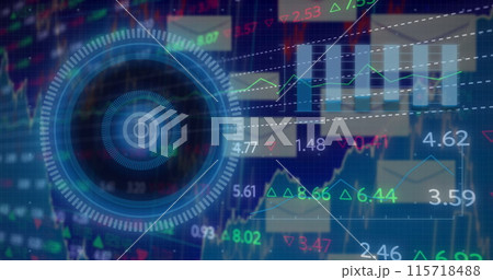 Image of data processing over blue background 115718488