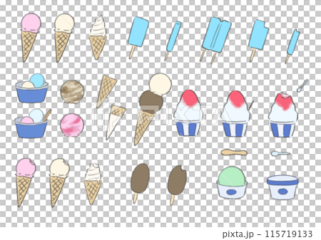 可愛的冰淇淋向量插圖集 115719133