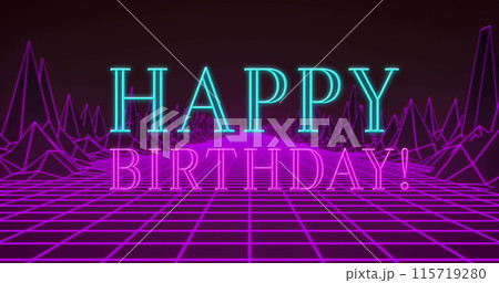 Congratulation text over liquid in seamless pattern against grid network on black background 115719280