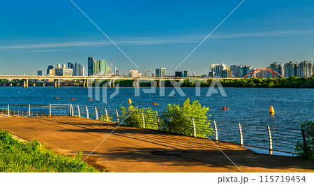Skyline of Seoul at the Han river at Yeouido Hangang Park in Seoul, Korea 115719454