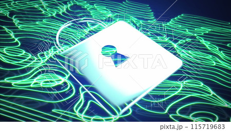 Image of padlock and data processing and network of connections 115719683