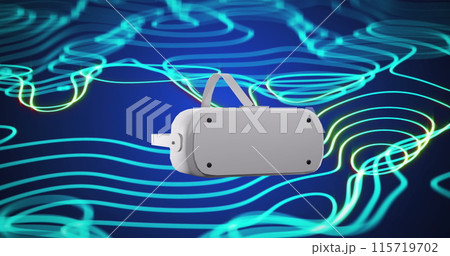 Image of vr headset and network of connections Image of vr headset and network of connections 115719702