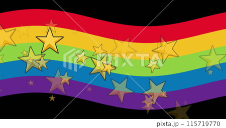 Image of stars over rainbow background 115719770
