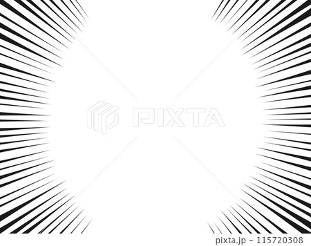シンプルな黒い集中線の左右太線フレーム背景 115720308