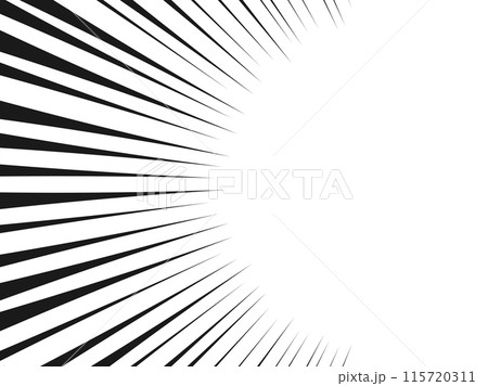 シンプルな黒い集中線の半分太線フレーム背景 115720311