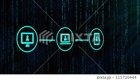 Image of data processing over black background Image of data processing over black background 115720444