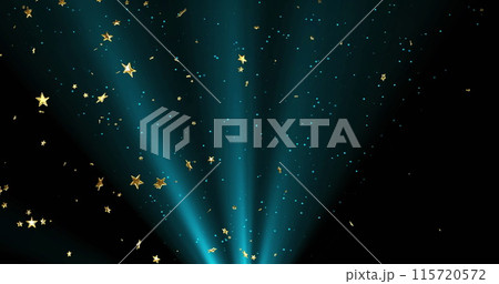 Image of christmas gold stars and snow falling 115720572