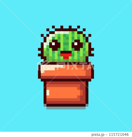 Pixel art style cute cactus design - Stock Illustration [115721046] - PIXTA