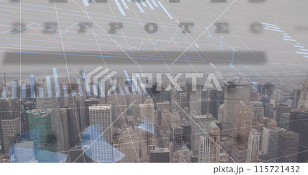 Image of financial graphs and data over cityscape Image of financial graphs and data over cityscape 115721432