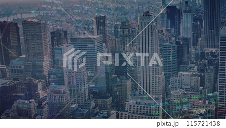 Image of financial graphs and data over cityscape Image of financial graphs and data over cityscape 115721438