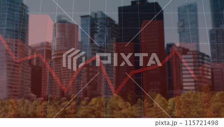Image of financial data processing over cityscape 115721498