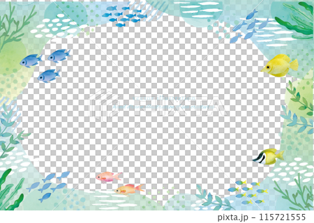 青い海の水彩イラストのフレーム 青い海の水彩イラストのフレーム 115721555