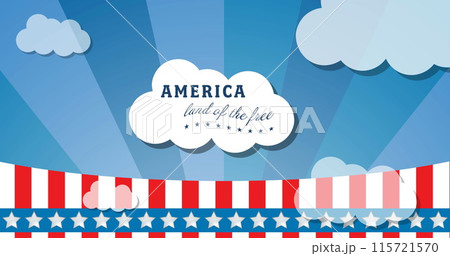 Image of america land of the free text over rocket and clouds Image of america land of the free text over rocket and clouds 115721570