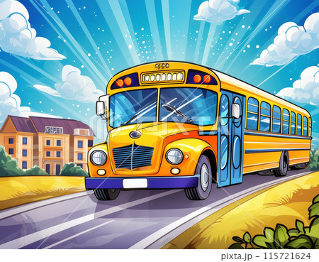 Yellow Miniature School Bus On Street 115721624
