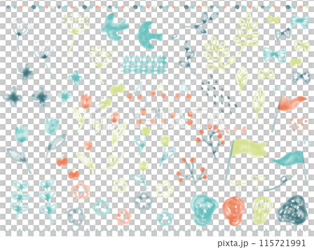 Natural hand-drawn watercolor illustration material set 115721991