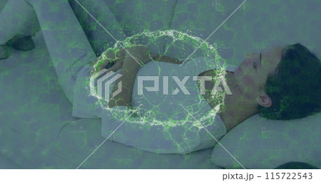 Image of digital brain over caucasian woman consulting psychologist 115722543