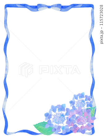 水彩で描いた紫陽花のフレーム 01 115723028