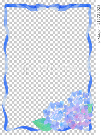 水彩で描いた紫陽花のフレーム 01 115723028