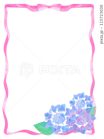 水彩で描いた紫陽花のフレーム 02 115723030