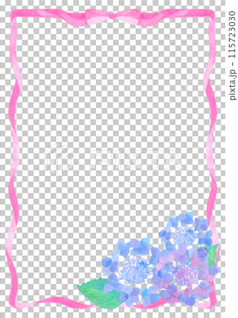水彩で描いた紫陽花のフレーム 02 115723030