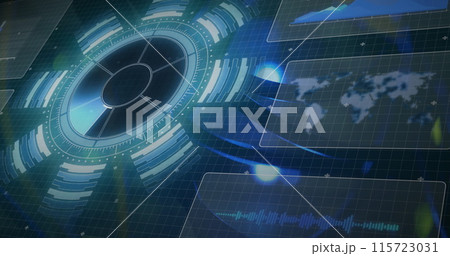 Image of statistics and data processing on grey background 115723031