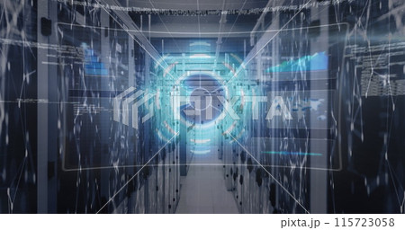 Image of data processing over server room Image of data processing over server room 115723058